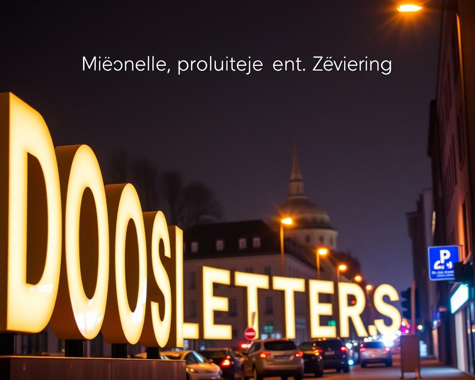 Verlichte letters buiten